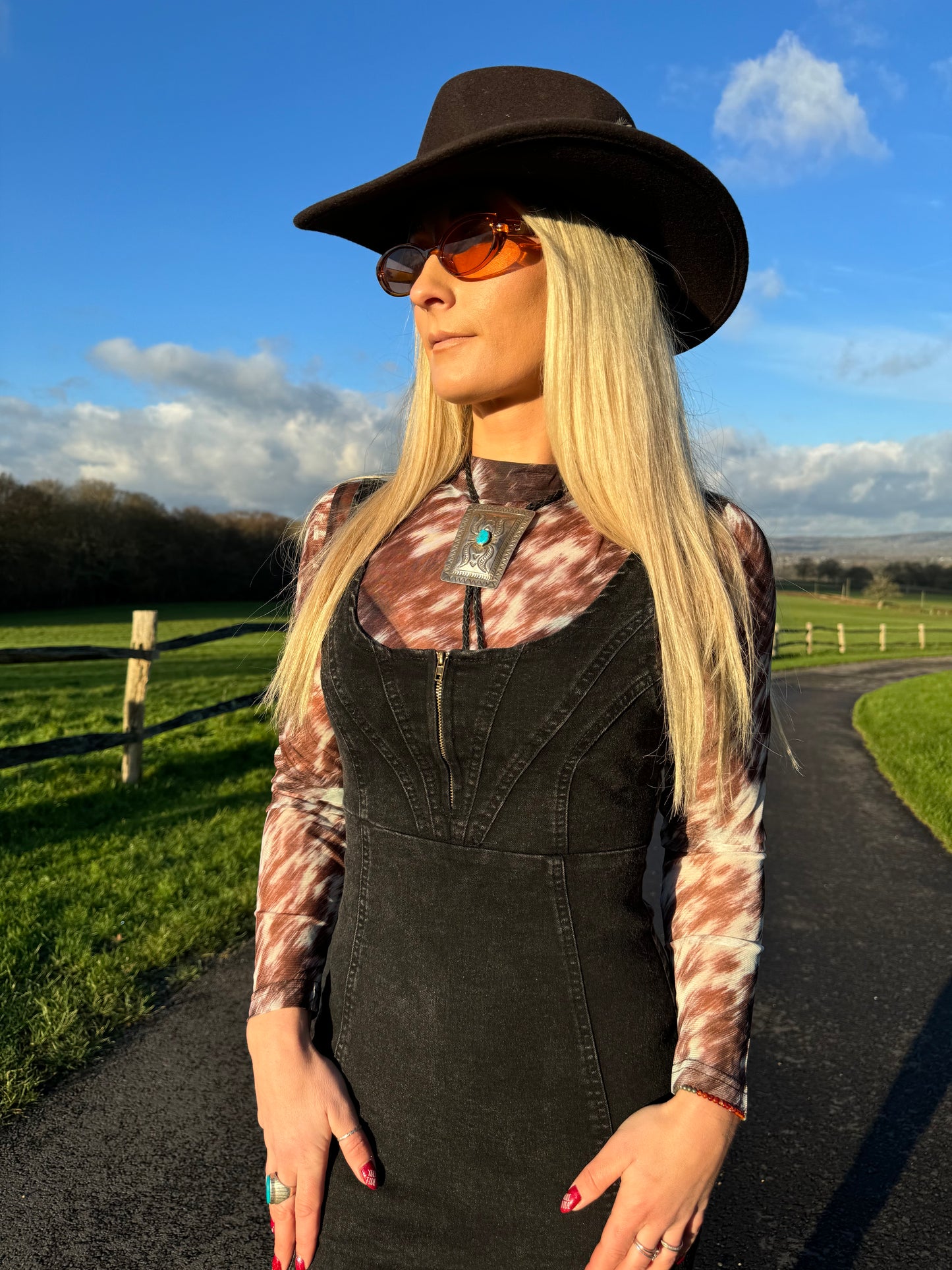 Wild West Brown Mesh Top