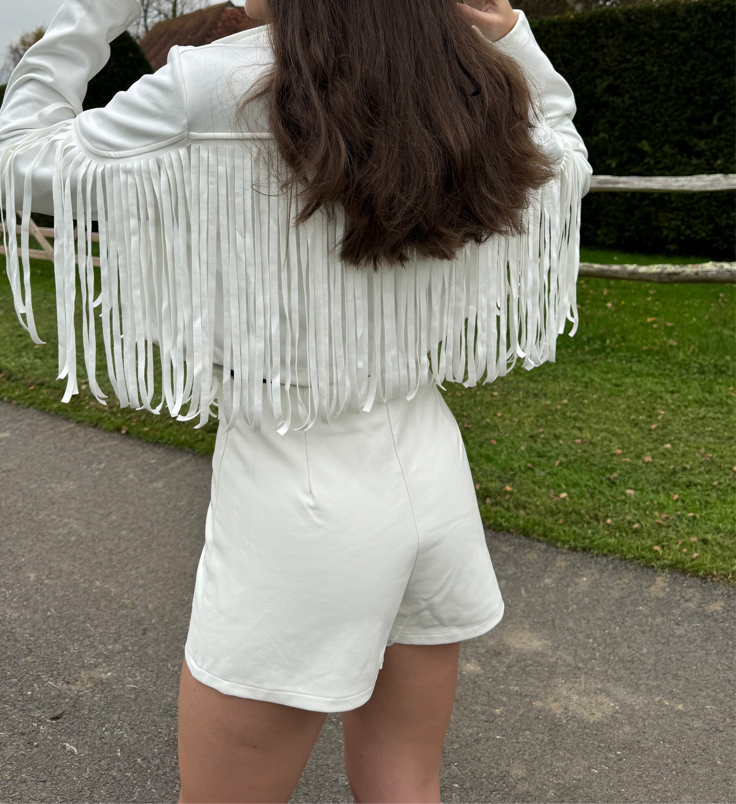 Lightning White Leather Look Shorts