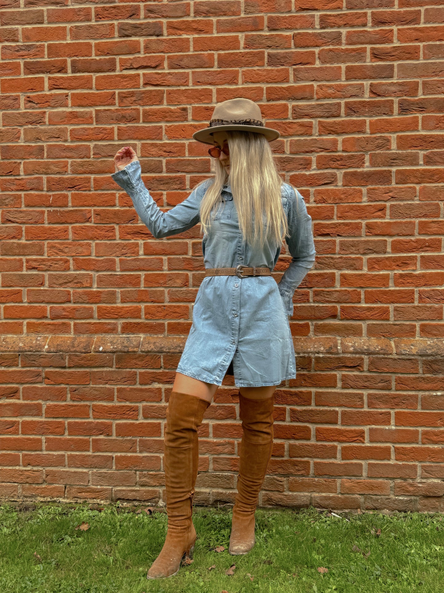 Long sleeve Shirt Dress with bell sleeves