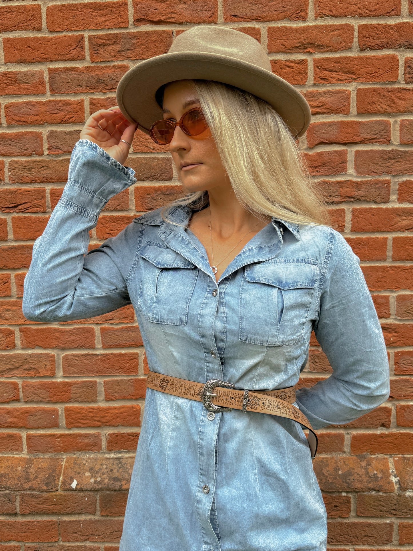 Long sleeve Shirt Dress with bell sleeves