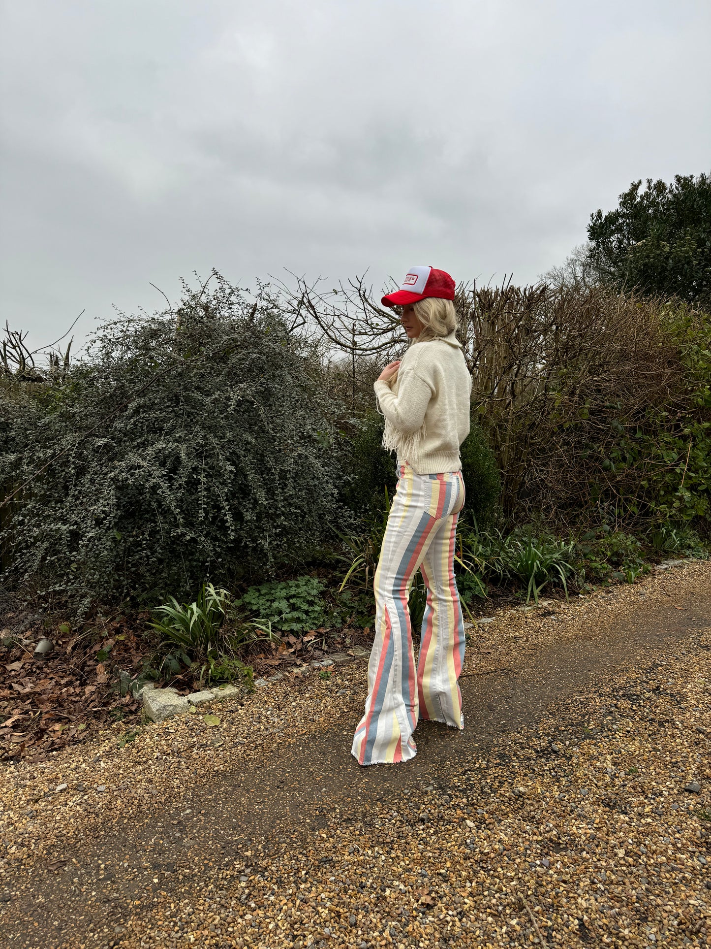 Bell Bottom Striped Jeans