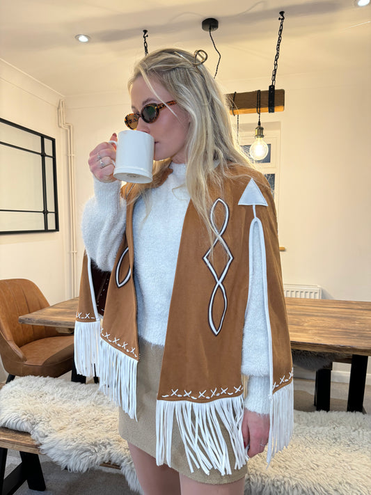 Western Embroidered Fringed Cape