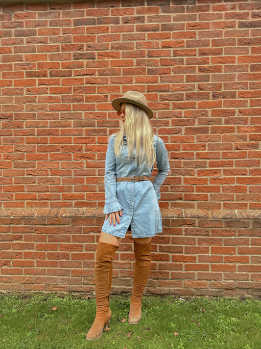 Long sleeve Shirt Dress with bell sleeves